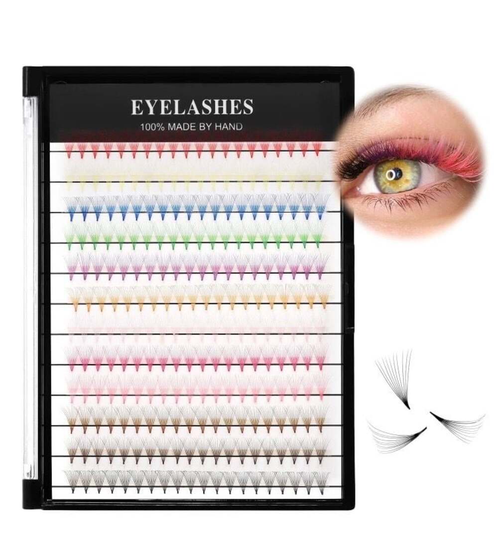 12 Rows 240’Pcs 10D Colorful Eyelash Extensions Mixed (15mm) NIB